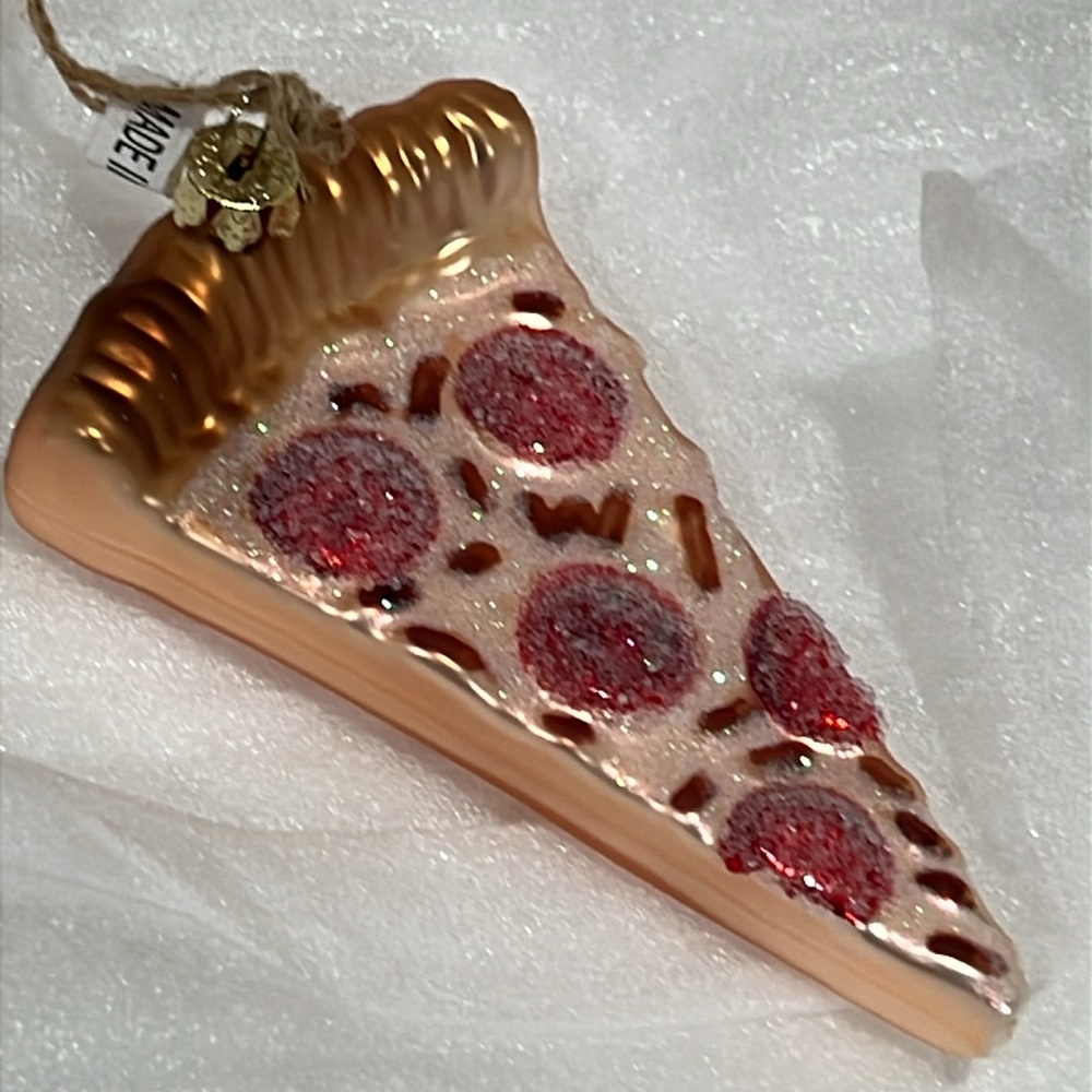 NEW Cody Foster™ Pizza Slice Glass Ornament with Glitter Accents